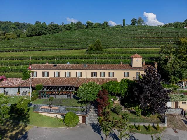 Ristorante Montalbano mit den Weinbergen von Stabio